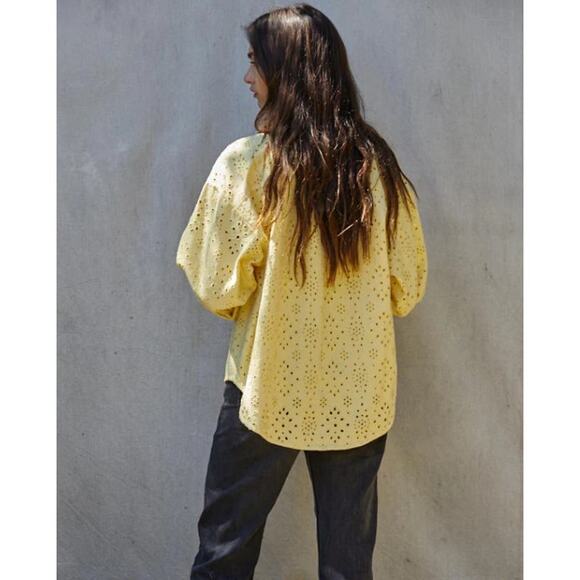 NWT By Together Yellow Long Sleeve Button Up Donny Eyelet Shacket Womens Large - Picture 2 of 11